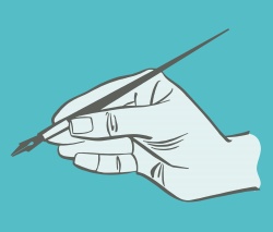 An illustration of a hand holding a writing tool