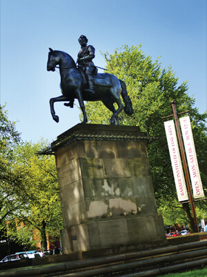 Statue of George I, outside the Barber Institute